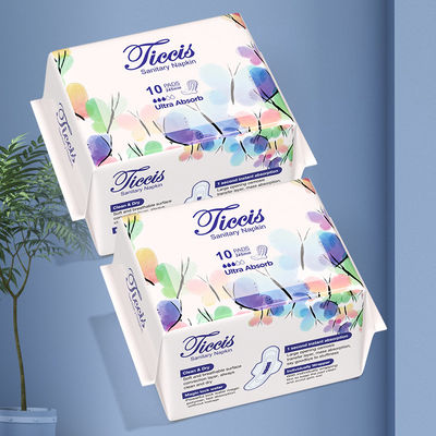 良い価格 卸売 プライベート ラベル 綿 表面 カスタム 夜用 青い印刷 レディース 女性用 快適な衛生用パッド オンライン